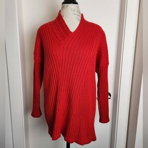 80s Red Merino Wool Knit Sweater Ivano Boni